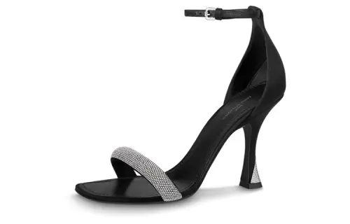 LOUIS VUITTON Sparkle One Strap Sandals 9.5cm Women's Black