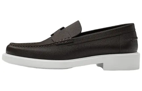 HERMES Leather Casual Shoes Men's Dark Brown