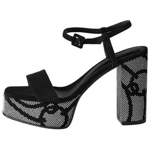 HERMES Lightning One Strap Sandals 11cm Women's Black