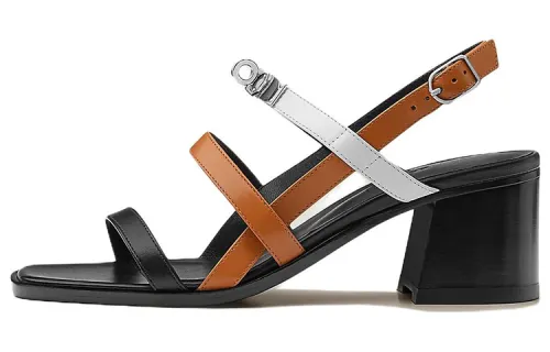HERMES Eve 60 One Strap Sandals 6cm Women's Black Brown