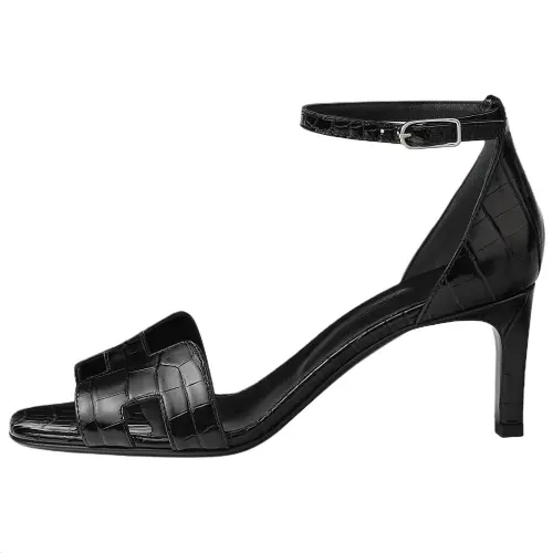 HERMES JOY One Strap Sandals 7cm Women's Black