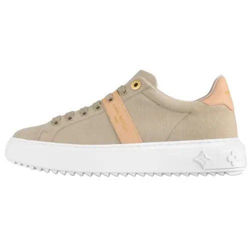 LOUIS VUITTON Time Out Canvas Leather Low top Skateboard Shoes Women's Beige