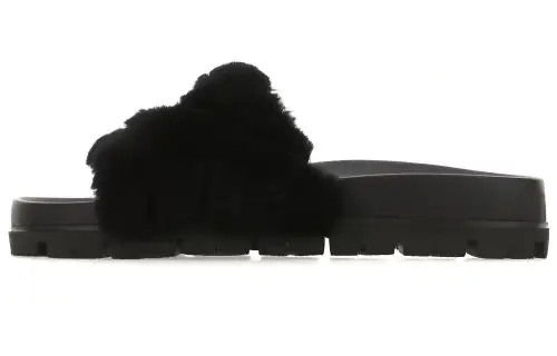 PRADA Women's Shearling Slides 'Black'