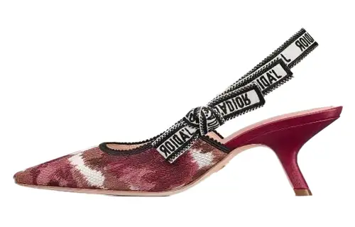 DIOR J'Adior Fabric Bowknot Slim Heel High Heels 6.5cm Women's Red