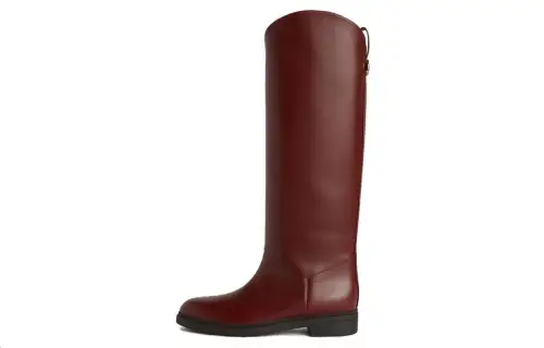 Loro Piana Leather Knee high Boots Women's Red