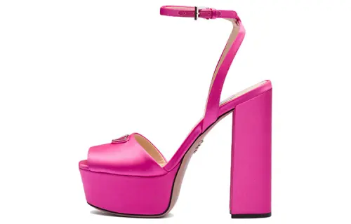PRADA 135mm Platform Sandals Begonia Pink Satin Women's
