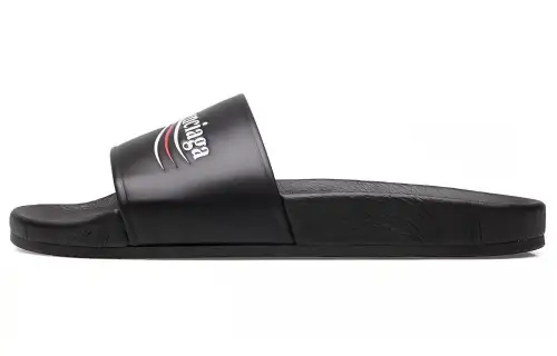 Balenciaga Wave Logo Slippers Sandals Black