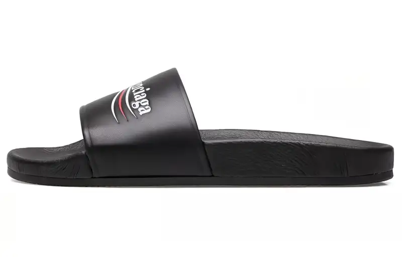 Balenciaga Wave Logo Slippers Sandals Black
