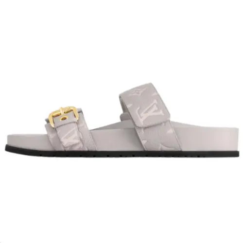 LOUIS VUITTON Bom Dia Slide Slippers Women's Gray