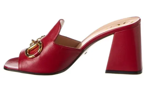 GUCCI Horsebit Slide Slippers Women's Red