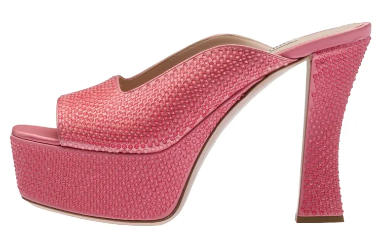 MIU MIU Slide Slippers Women's Geranium Pink
