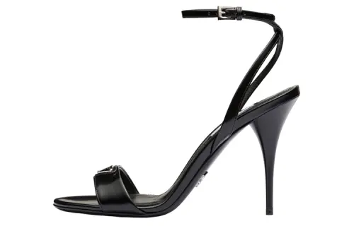 PRADA Leather One Strap Sandals Women's Black