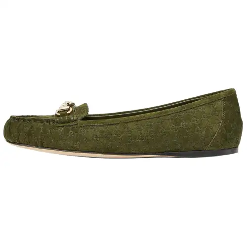 GUCCI Horsebit Suede Casual Shoes Women's Green