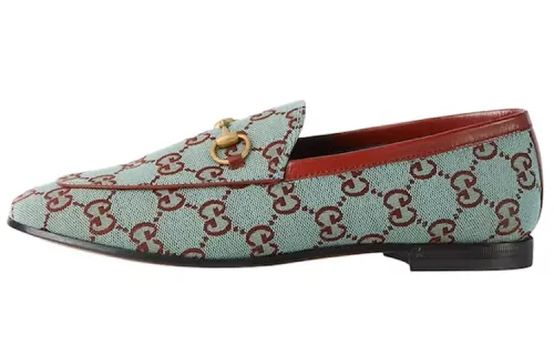 GUCCI Jordaan Loafer Light Blue Gg Canvas Women's