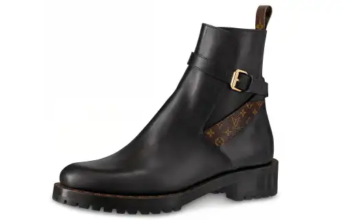 LOUIS VUITTON Discovery Top Grain Cow Leather Ankle Boots Women's Black