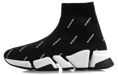 Balenciaga Speed 2.0 Fabric High top Casual Shoes Women's Black White
