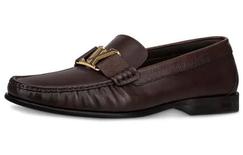 LOUIS VUITTON Montaigne Top Grain Cow Leather Comfortable Casual Shoes Men's Mocha