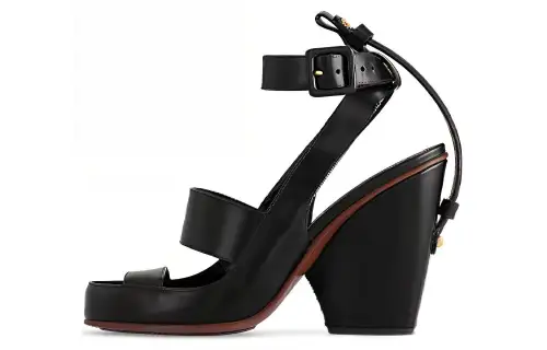 LOUIS VUITTON Trinity Leather One Strap Sandals Women's Black