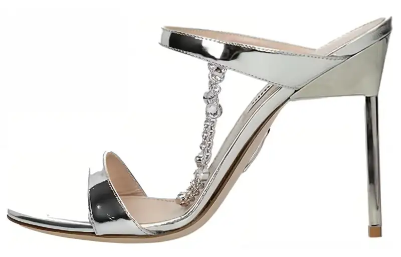 MIU MIU Slide Slippers Women's Silver