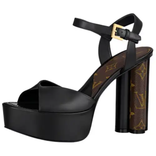LOUIS VUITTON Podium Platform One Strap Sandals Women's Black