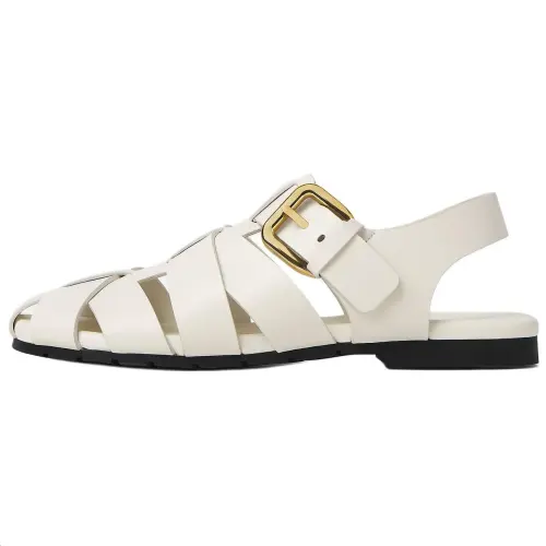 Bottega Veneta Alfie Leather Roman Sandals Women's White