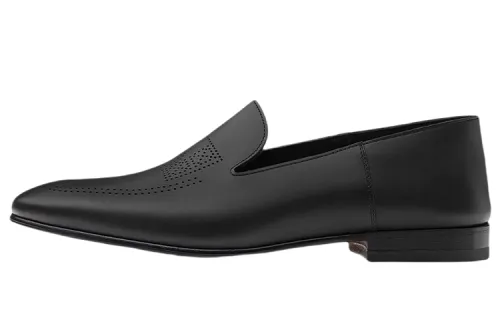 HERMES Eclipse Leather Calfskin Men's Casual Shoes Men's Black