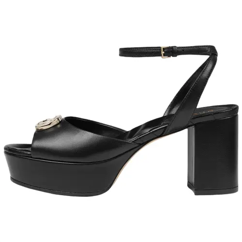GUCCI Double G Leather One Strap Sandals 7.5cm Women's Black