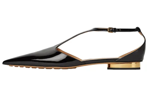 Bottega Veneta Rocket Leather Flat Shoes Women's Black