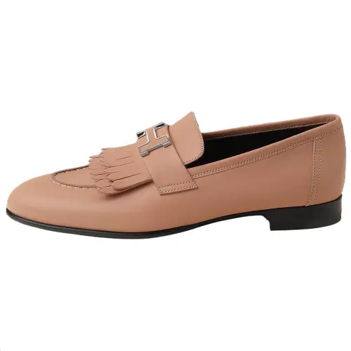 HERMES Royal Sheepskin Loafers Women's Brown