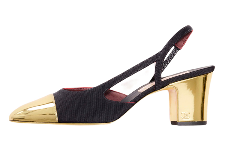 CHANEL Leather Chunky Heel Stylish Sandal Women's Black