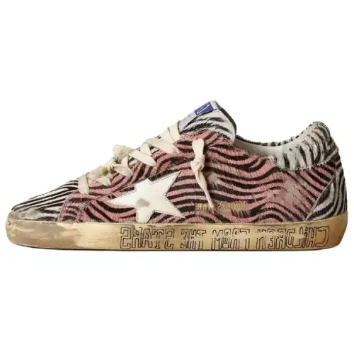 Golden Goose Super Star Cow Leather Low top Skateboard Shoes Women's Pink Distressed
