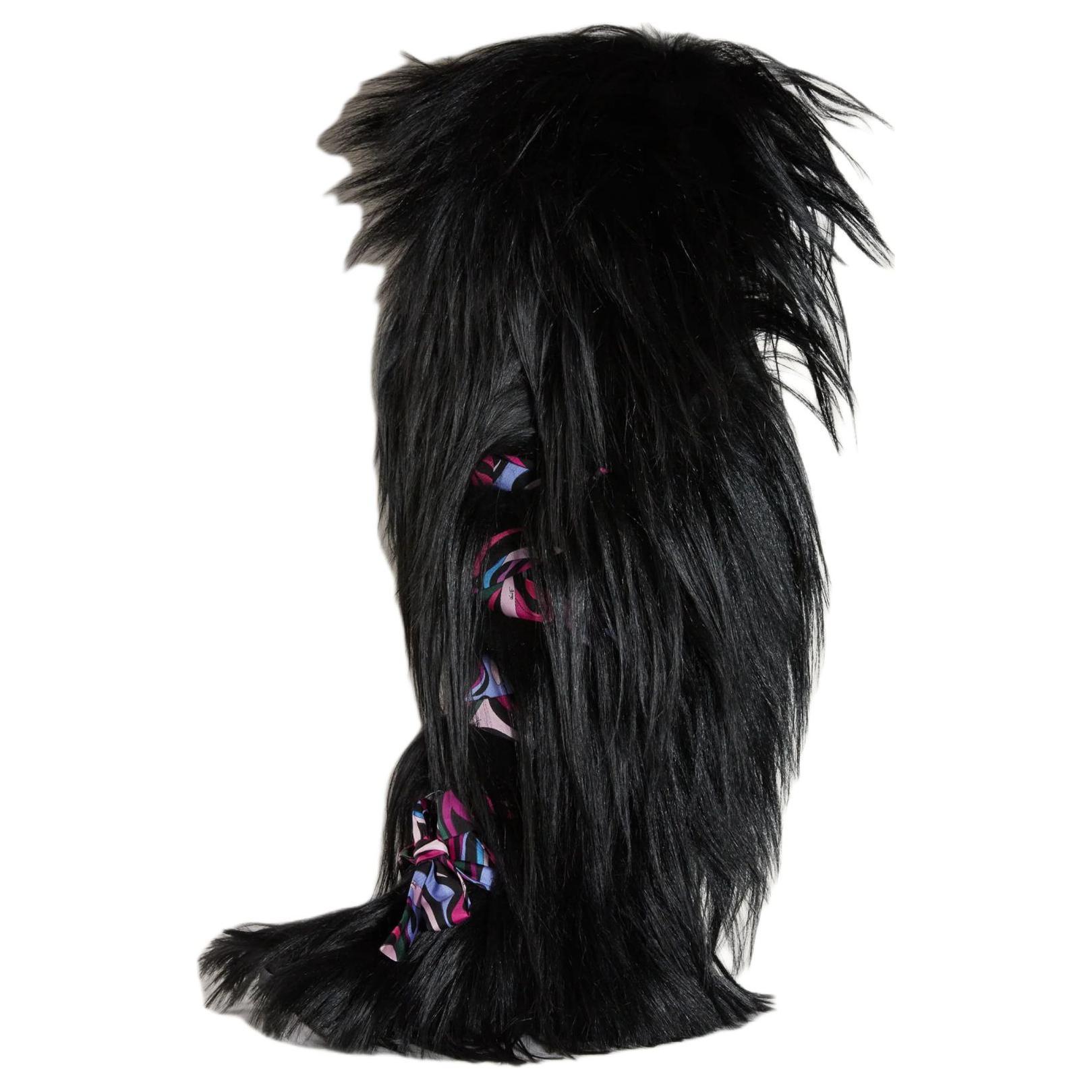 EMILIO PUCCI Гора овечья шерсть Круглая голова высокие Ботинок женский черный