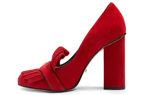 GUCCI Chunky Heel High Heels 10.5cm Women's Red