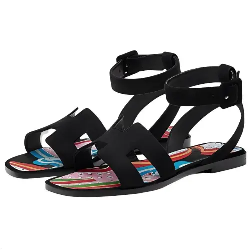 HERMES Eyra One Strap Sandals Women's Black