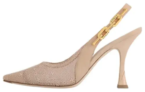 LOUIS VUITTON Leather Slim Heel High Heels 9.5cm Women's Light Pink