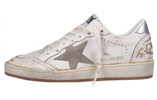 Golden Goose Ball Star Leather Low top Skateboard Shoes Women's White Gray Distressed