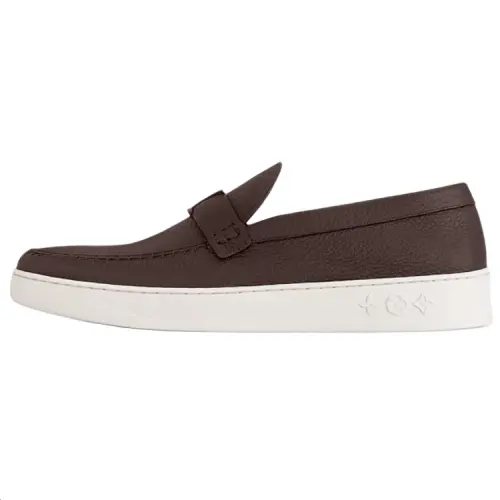 LOUIS VUITTON Calfskin Loafers Men's Brown