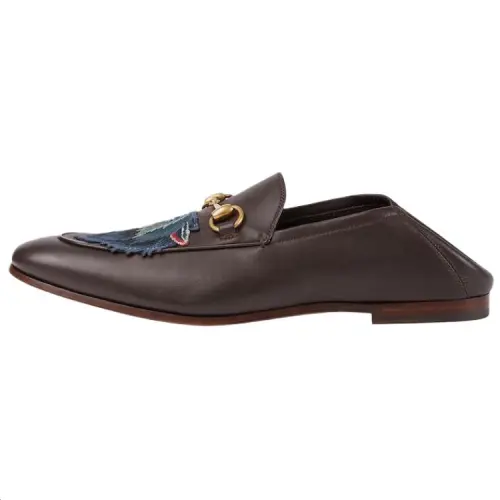 GUCCI Brixton Leather Loafers Men's Brown