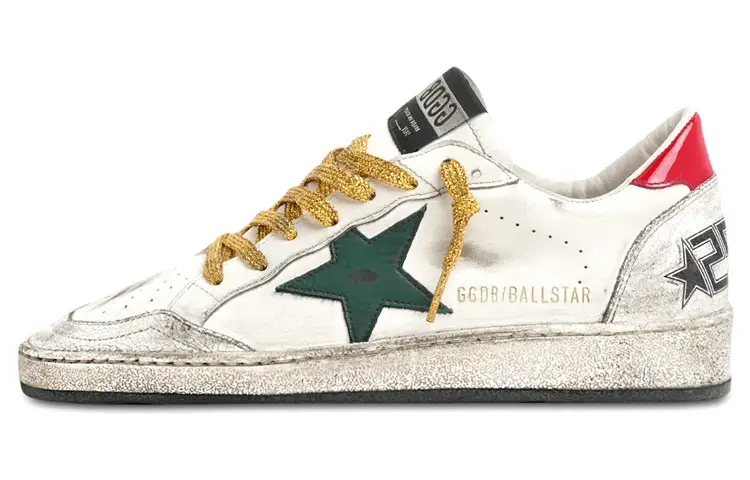 Golden Goose Ball Star Distressed Low top Low Top Casual Skate Shoes Women's White Yellow
