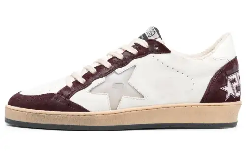 Golden Goose Ball Star Low top Skateboard Shoes Men's Burgundy Distressed