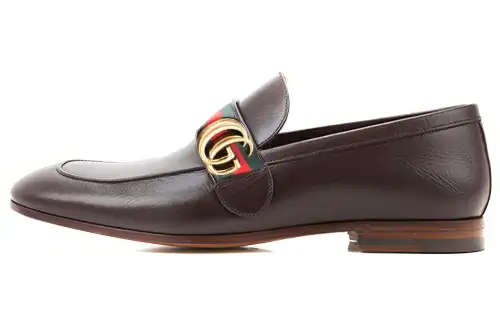 GUCCI Casual Leather Shoes Men's Low Top Brown