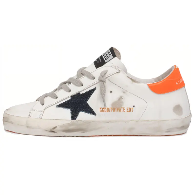 Golden Goose Super Star Low top Stylish Skateboarding Shoes Women's Black Label Orange Heel Tab