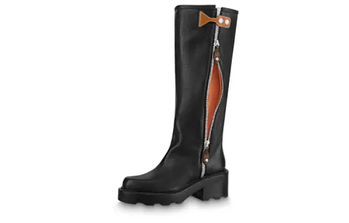 LOUIS VUITTON Beaubourg Knee high Boots Women's Black