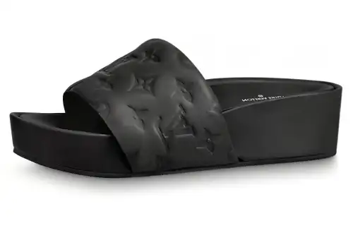 LOUIS VUITTON Jumbo Flatform Slide Slippers Women's Black