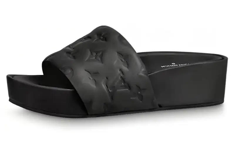 LOUIS VUITTON Jumbo Flatform Slide Slippers Women's Black