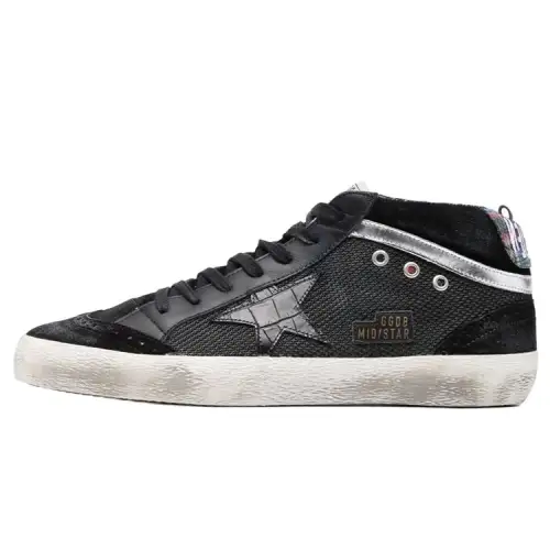 Golden Goose Mid Star Skateboard Shoes Men's Mid Top Black