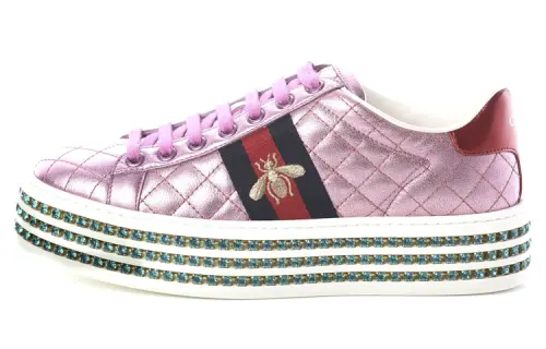 GUCCI ACE Skateboard Shoes Women's Low Top Pink