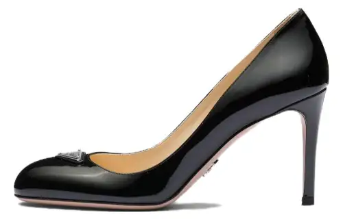 PRADA Patent Leather Slim Heel High Heels 8.5cm Women's Black