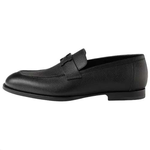 HERMES Honore Calfskin Casual Shoes 2cm Men's Black