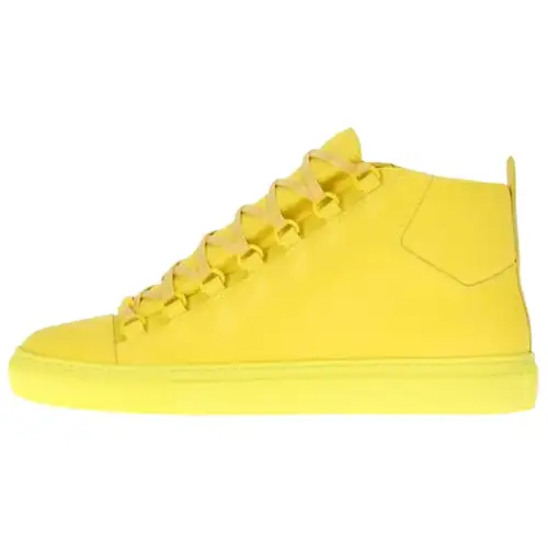 Balenciaga Arena Leather Mid top Skateboard Shoes Men's Yellow